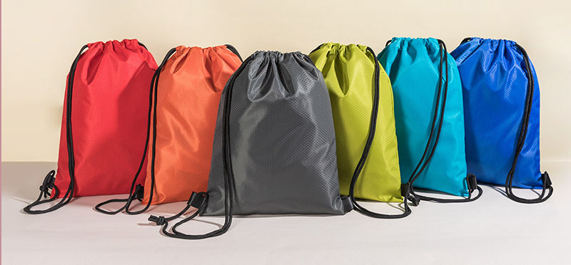 Ployester Drawstring Backpack with zipper for Beach Daily Traveling Gym Pouch Bag