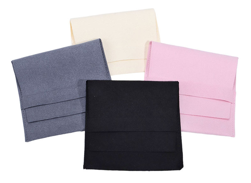 High Quality Reusable Suede Fabric Jewelry Packaging Pouch with Button