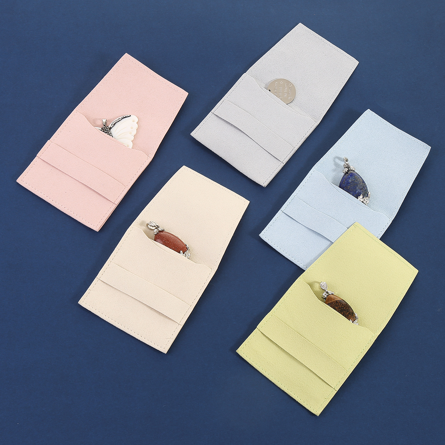 High Quality Reusable Suede Fabric Jewelry Packaging Pouch with Button