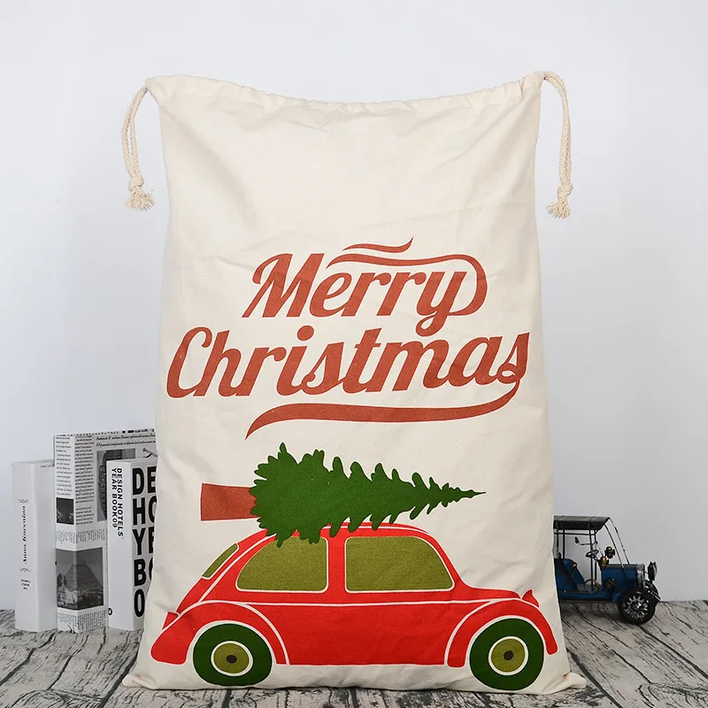 Christmas Decoration Gift Bag Santa Drawstring Cotton Bag Pouch