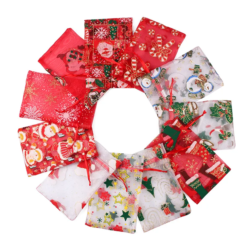 Christmas transparent organza gifts bags Candy Apple Wrap Bags