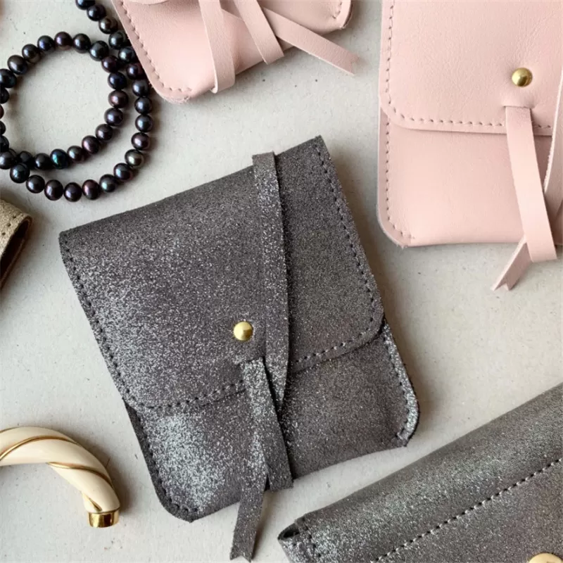 High Quality Reusable PU Leather Jewelry Packaging Bags Drawsrting Pouch