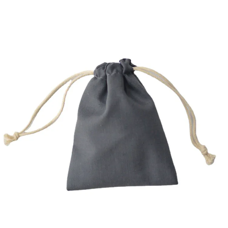 High Quality Grey Cotton Bags Drawstring Cosmetics Bags