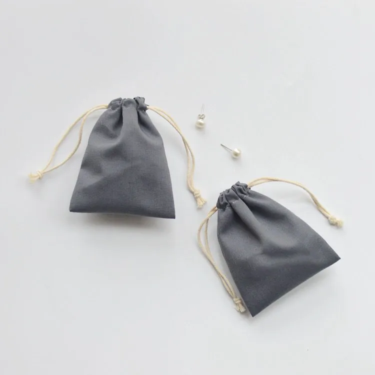 High Quality Grey Cotton Bags Drawstring Cosmetics Bags KY-CB22102403-2