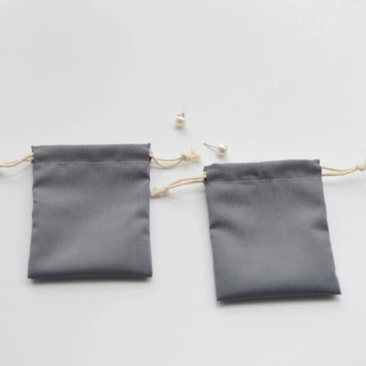 High Quality Grey Cotton Bags Drawstring Cosmetics Bags KY-CB22102403-4