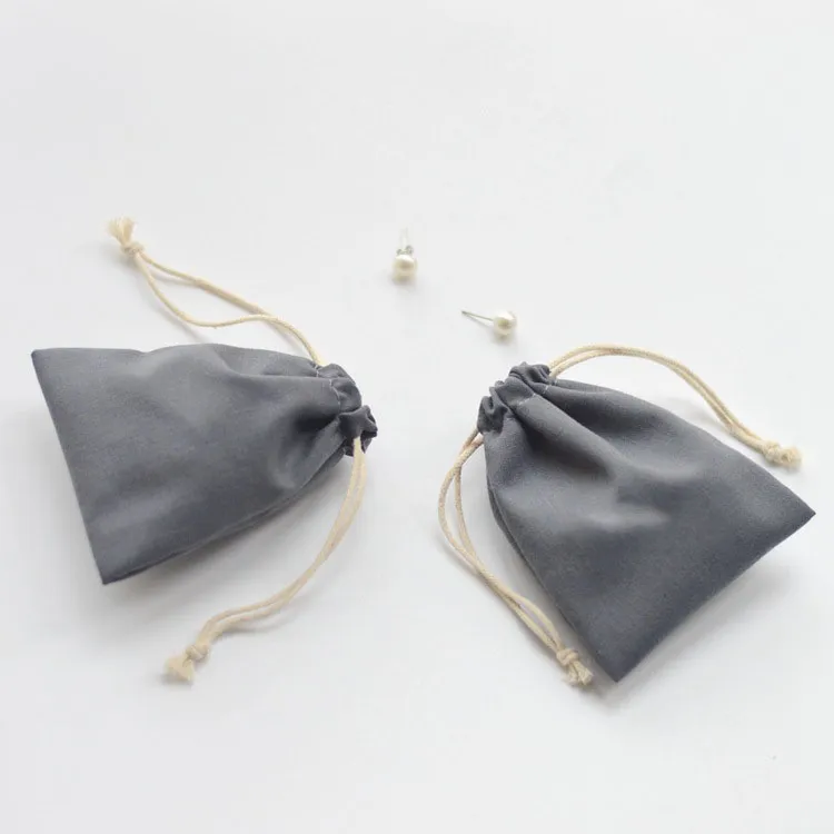 High Quality Grey Cotton Bags Drawstring Cosmetics Bags KY-CB22102403-5
