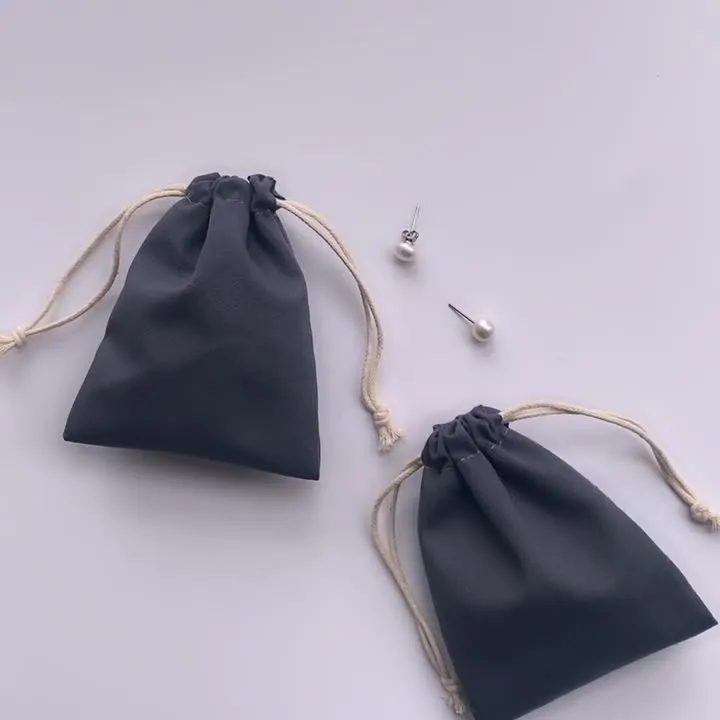 High Quality Grey Cotton Bags Drawstring Cosmetics Bags KY-CB22102403-6