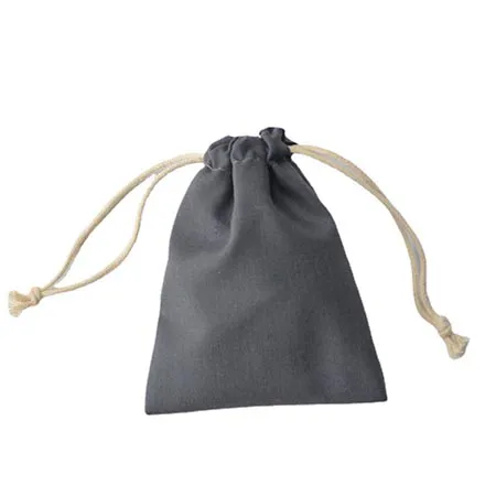 Sacs en coton gris de haute qualité, sacs cosmétiques à cordon  
