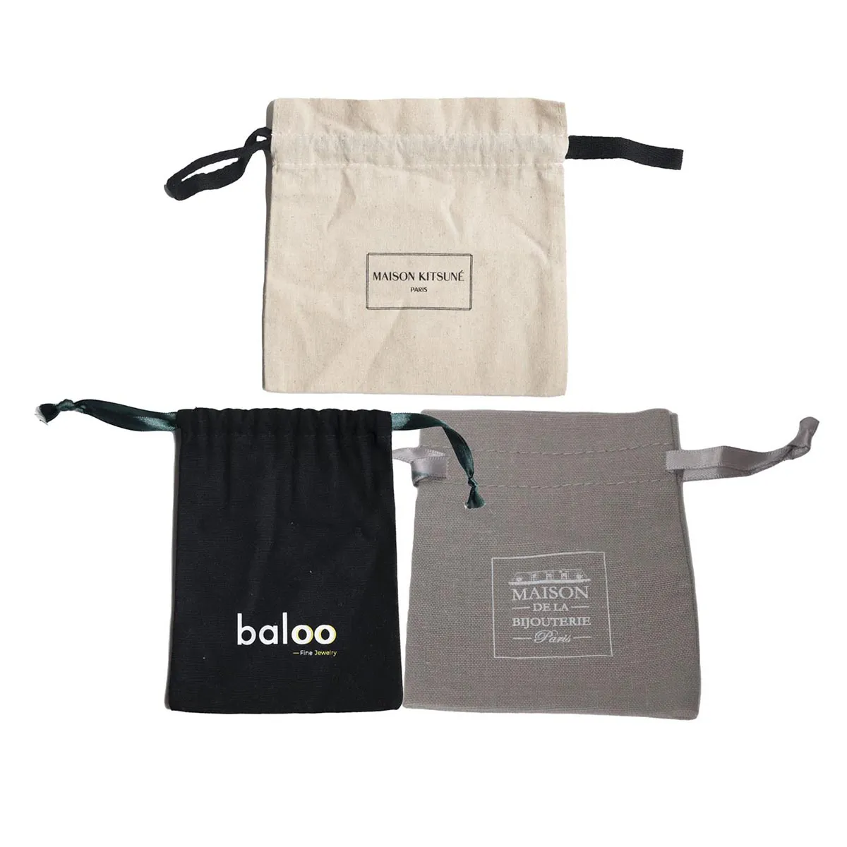Sacs cadeaux blancs en coton à cordon pour cosmétiques/perruques/rasoirs  