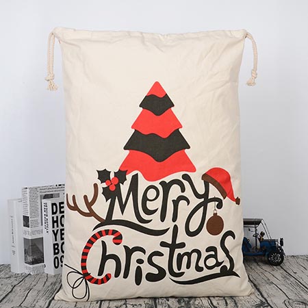 Christmas Decoration Gift Bag Santa Drawstring Cotton Bag Pouch