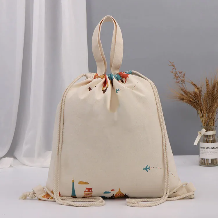 Fashion Cotton Printed Bags Natural Cotton Simple Backpack KY-DB221122C14-2
