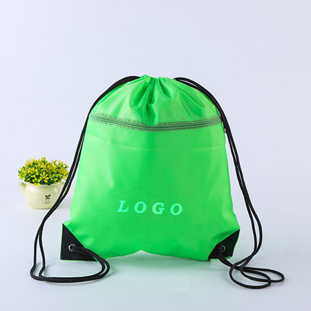 Ployester Drawstring Backpack with zipper for Beach Daily Traveling Gym Pouch Bag