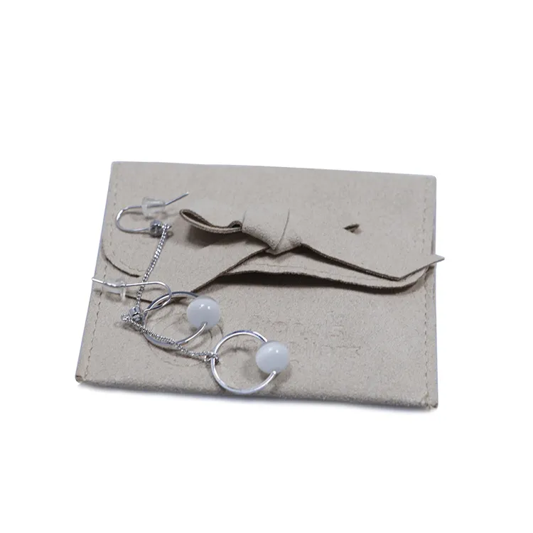 Custom Suede Fabric Jewelry Packaging Bags Drawsrting Pouch with Button KY-LTB22111109-2
