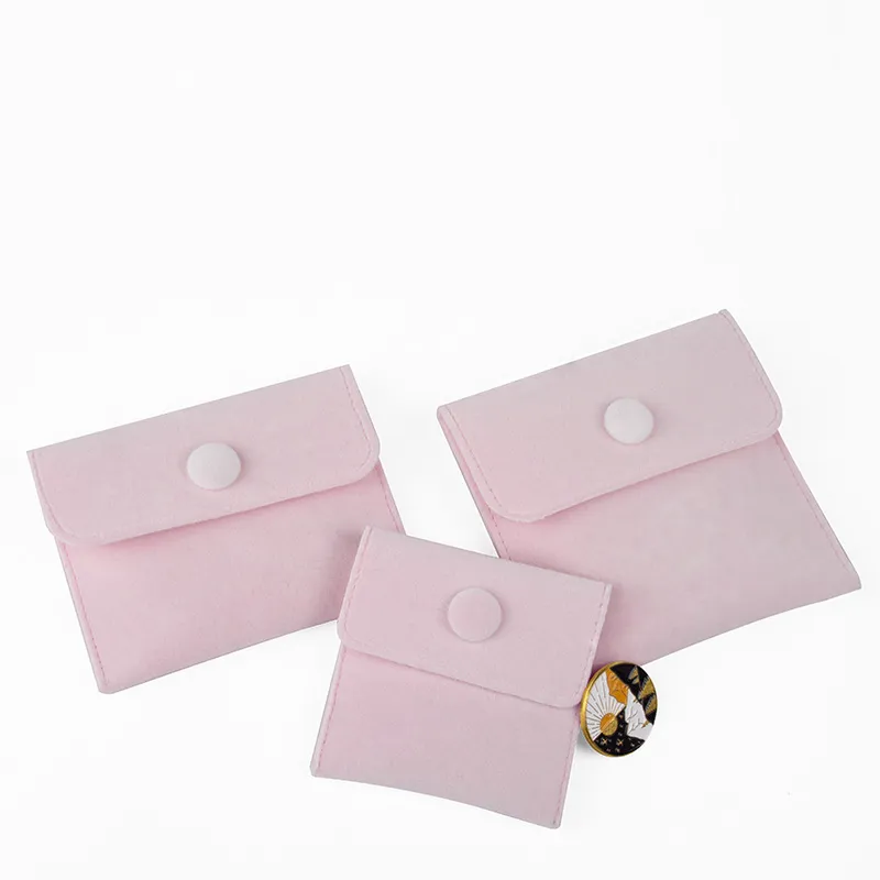 High Quality Reusable Suede Fabric Jewelry Packaging Pouch with Button KY-LTB22111112-12