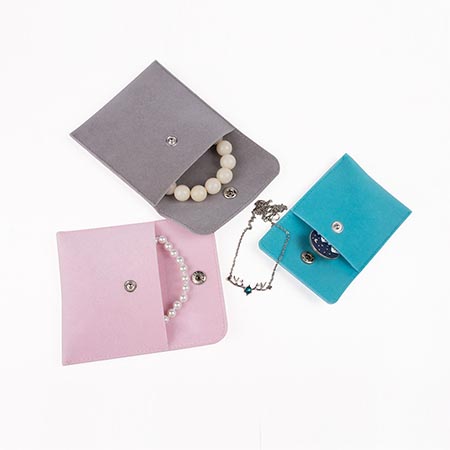 High Quality Reusable Suede Fabric Jewelry Packaging Pouch with Button