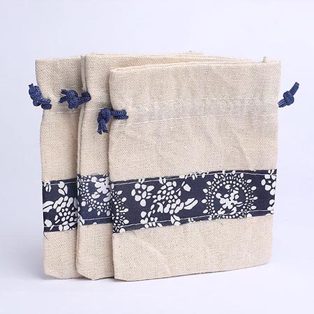 Eco Plain Linen Makeup Bag Zipper Pouch Gift Bags