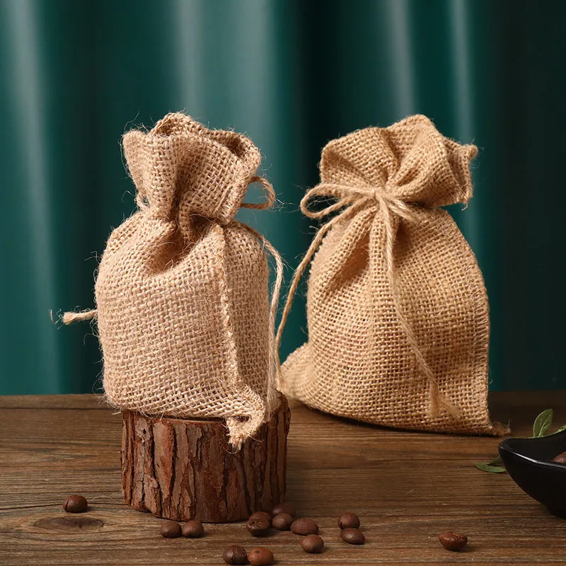 Pochette personnalisée pour épices et herbes naturelles en petit sac en lin   KY-LB22082608-22