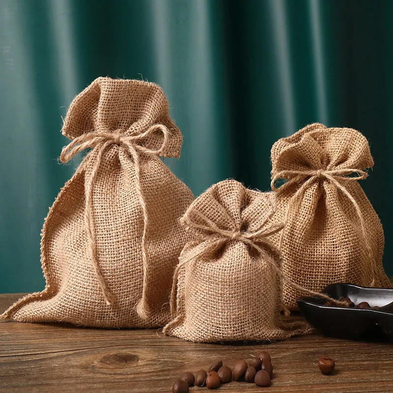 Pochette personnalisée pour épices et herbes naturelles en petit sac en lin   KY-LB22082608-23