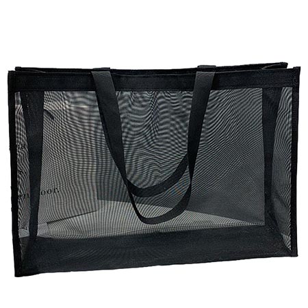 Black Zipper / Velcro closure Promotional Clear Organza Drawstring Bag