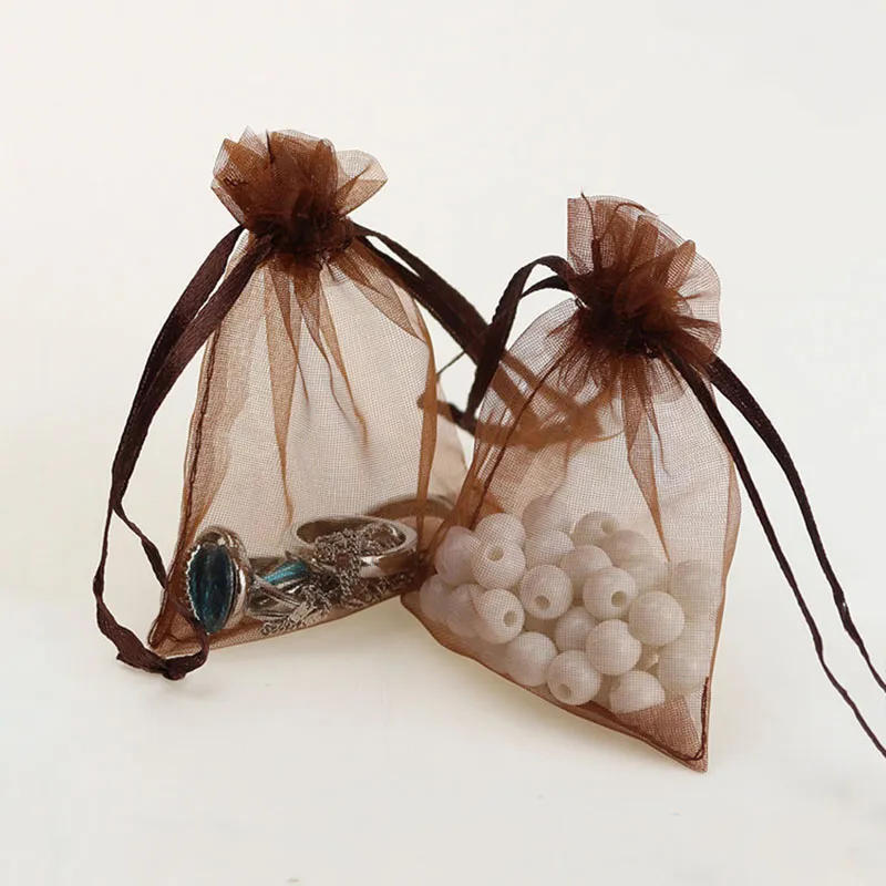 Black Organza Drawstring Bag with Lace Edge | Custom Logo | for Jewelry & Cosmetics KY_OB22080706-12