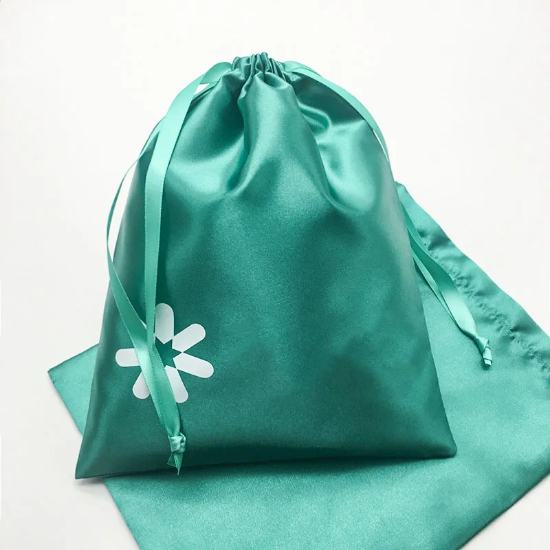 Green Satin Drawstring Bag with Tassels | Velvet-Like Texture | Custom Logo for Jewelry Packaging KY-SB202092101-5