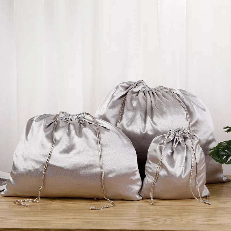 Large Satin Drawstring Bag | Multiple Sizes & Colors | Pink, Silver, Gray | for Clothing, Toys & Gifts KY-SB202092104-21