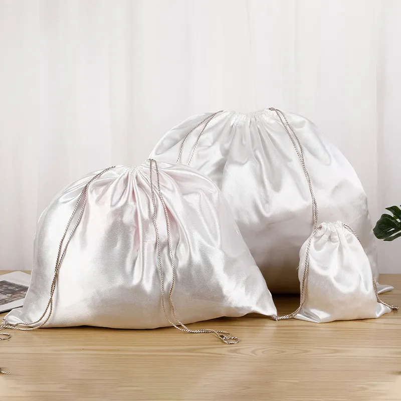 Large Satin Drawstring Bag | Multiple Sizes & Colors | Pink, Silver, Gray | for Clothing, Toys & Gifts KY-SB202092104-22