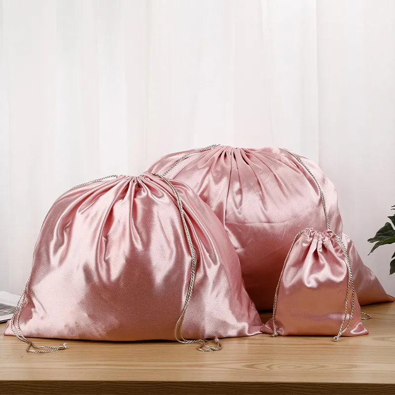 Large Satin Drawstring Bag | Multiple Sizes & Colors | Pink, Silver, Gray | for Clothing, Toys & Gifts KY-SB202092104-23