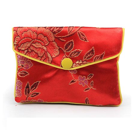Wholesale Drawstring Gift Satin Silk Pouch with Button