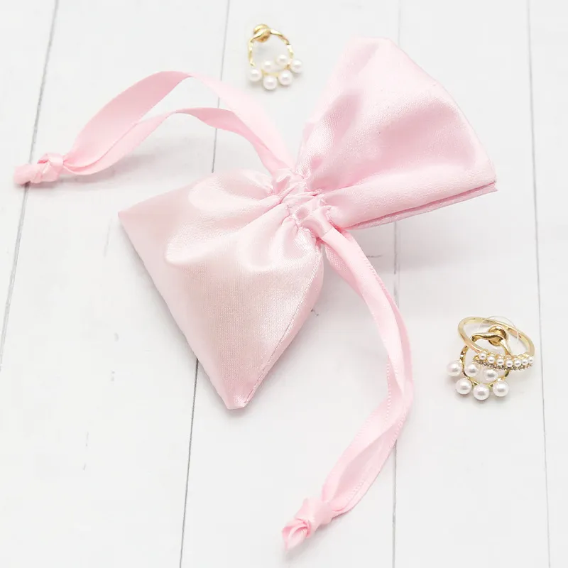 Kleine Satin Drawstring Tasche mit doppelt gezogener Spitzenkante | 6x8cm & 6x10cm | für Schmuck & kleine Geschenke KY-SB202092119-22
