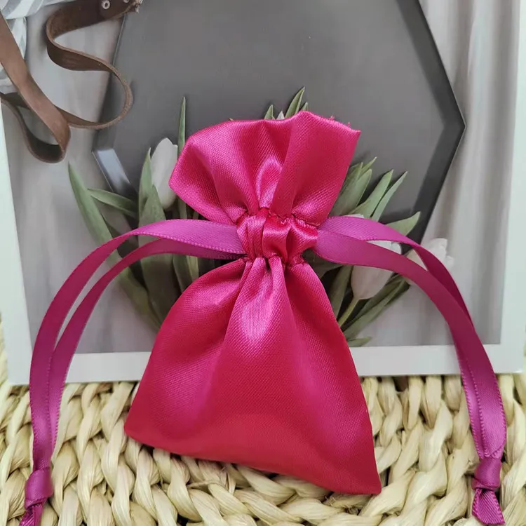 Kleine Satin Drawstring Tasche mit doppelt gezogener Spitzenkante | 6x8cm & 6x10cm | für Schmuck & kleine Geschenke KY-SB202092119-23