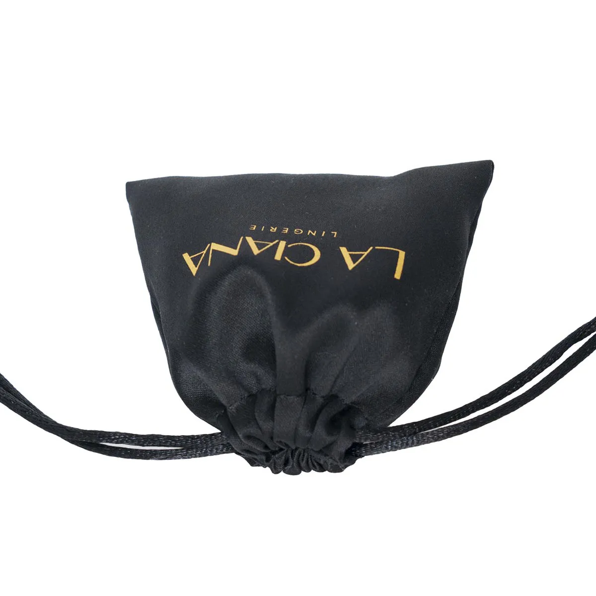 Schwarzer Satin Drawstring Beutel mit gewebtem Etikett | Individuelles Logo über Tag | Umweltfreundlicher Schmuckbeutel KY-SB24070501-4