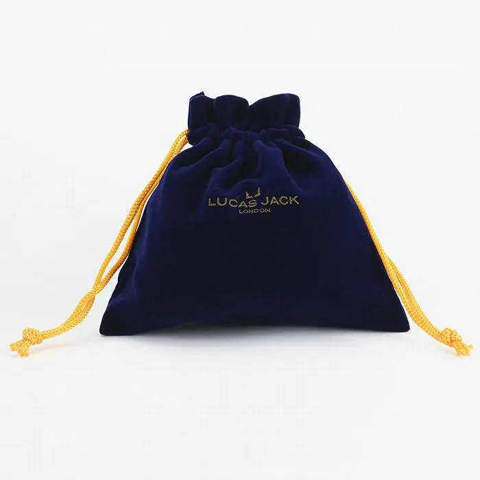 Velvet Drawstring Gift Bag | Double-Pull Lace Edge | Royal Blue & Multi-Color | Custom Logo KY-VB22072604-32